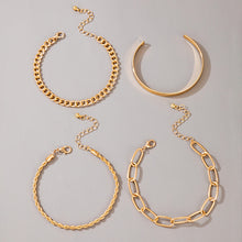 Load image into Gallery viewer, Exaggerated And Minimalist Gold Thick Chain Bracelet Set Of Four Pieces
