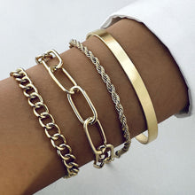 Load image into Gallery viewer, Exaggerated And Minimalist Gold Thick Chain Bracelet Set Of Four Pieces
