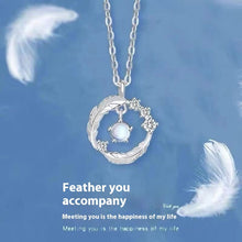 Load image into Gallery viewer, 925 Silver Plated  Feather Shape Pendant Necklace Moonstone Round Bead Jewelry Choker Gift
