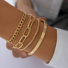 Load image into Gallery viewer, Exaggerated And Minimalist Gold Thick Chain Bracelet Set Of Four Pieces
