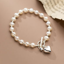 Load image into Gallery viewer, Silver Love Pearl Light Bead Bracelet Heart-shaped
