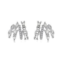 Load image into Gallery viewer, S925 Sterling Silver White Round Zirconium Rectangular Horse Eye Inlaid Gang Drill Line Earrings
