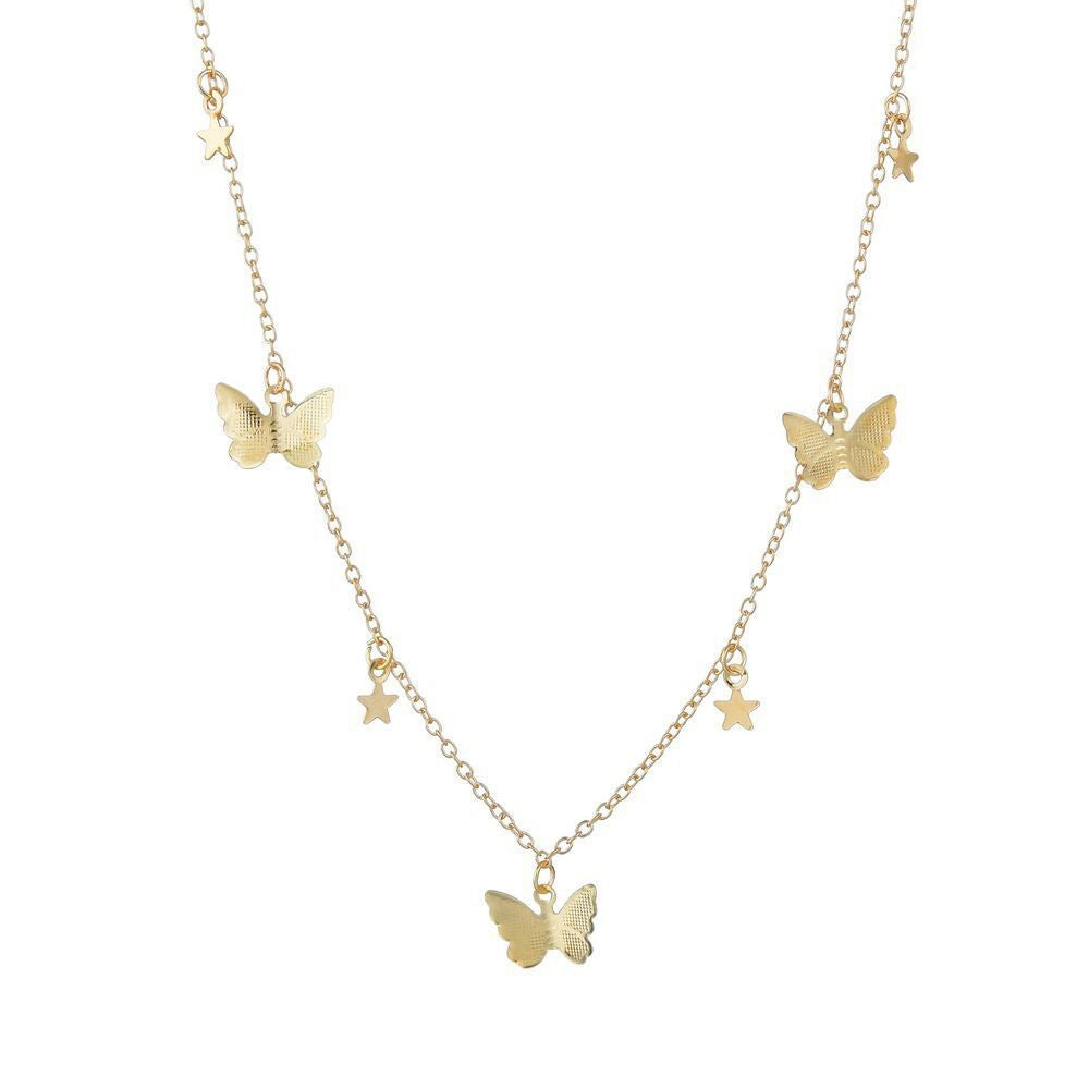 Simple Alloy Butterfly Pendant Clavicle Chain Female