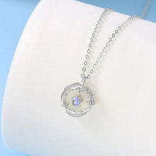 Load image into Gallery viewer, 925 Silver Plated  Feather Shape Pendant Necklace Moonstone Round Bead Jewelry Choker Gift
