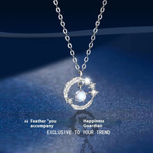 Load image into Gallery viewer, 925 Silver Plated  Feather Shape Pendant Necklace Moonstone Round Bead Jewelry Choker Gift
